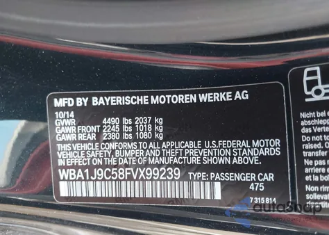 2015 BMW M235Xi xDrive from USA, damaged, VIN WBA1J9C58FVX99239